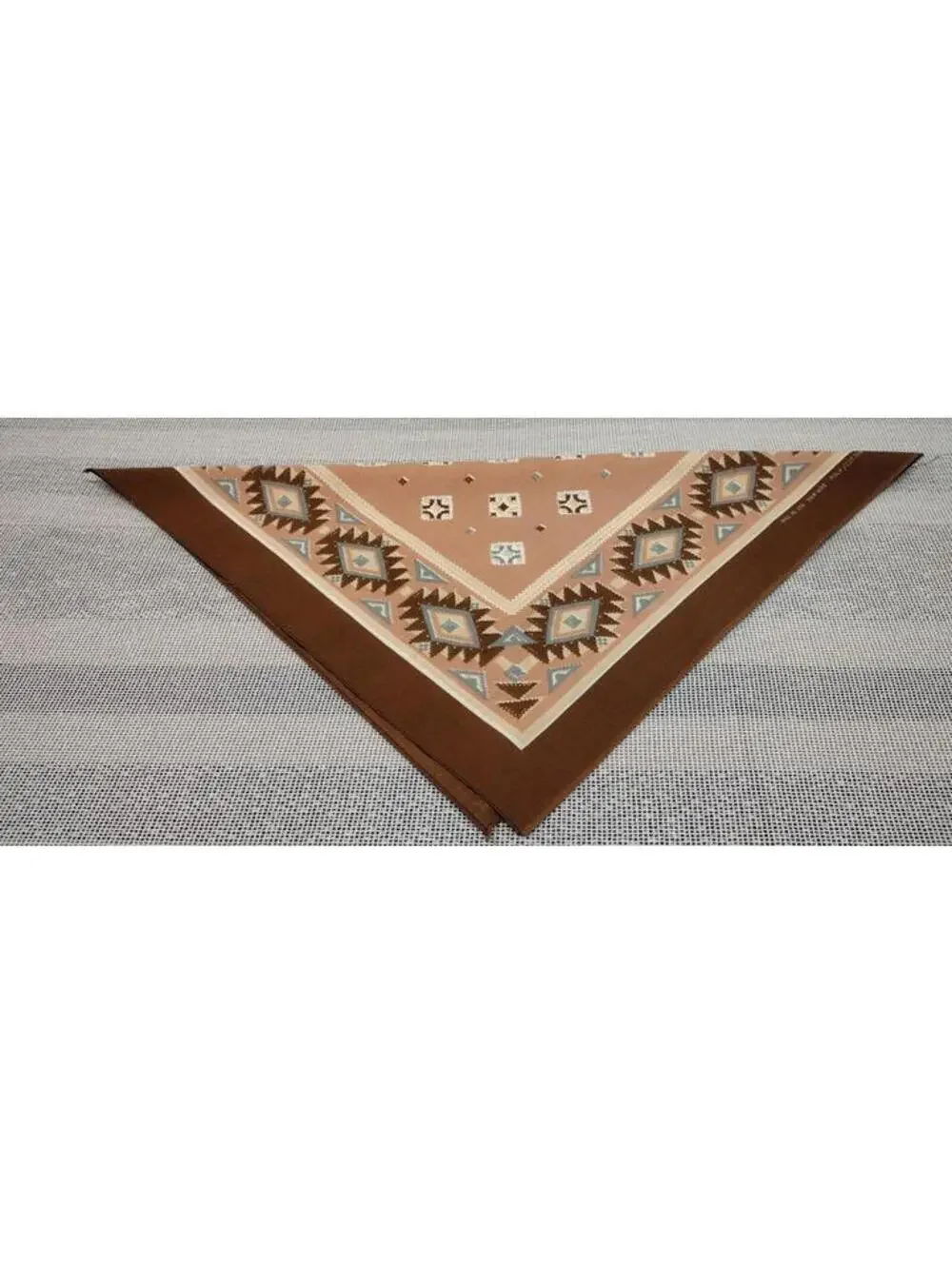 Southwest American Vintage Bandana Brown Scarf Western POLY COTTON RN #14193 21